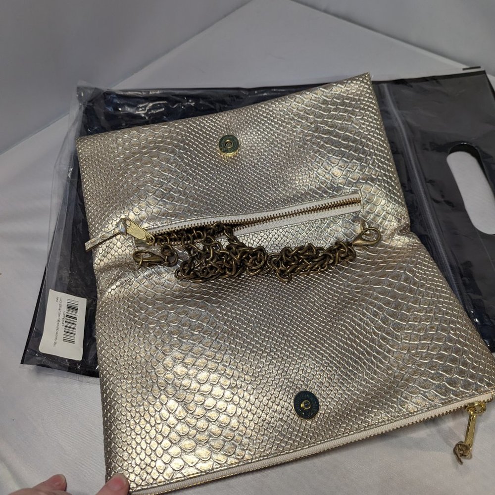 Chic Gold Metallic Faux Alligator Crossbody Mini NWT - Picture 10 of 14